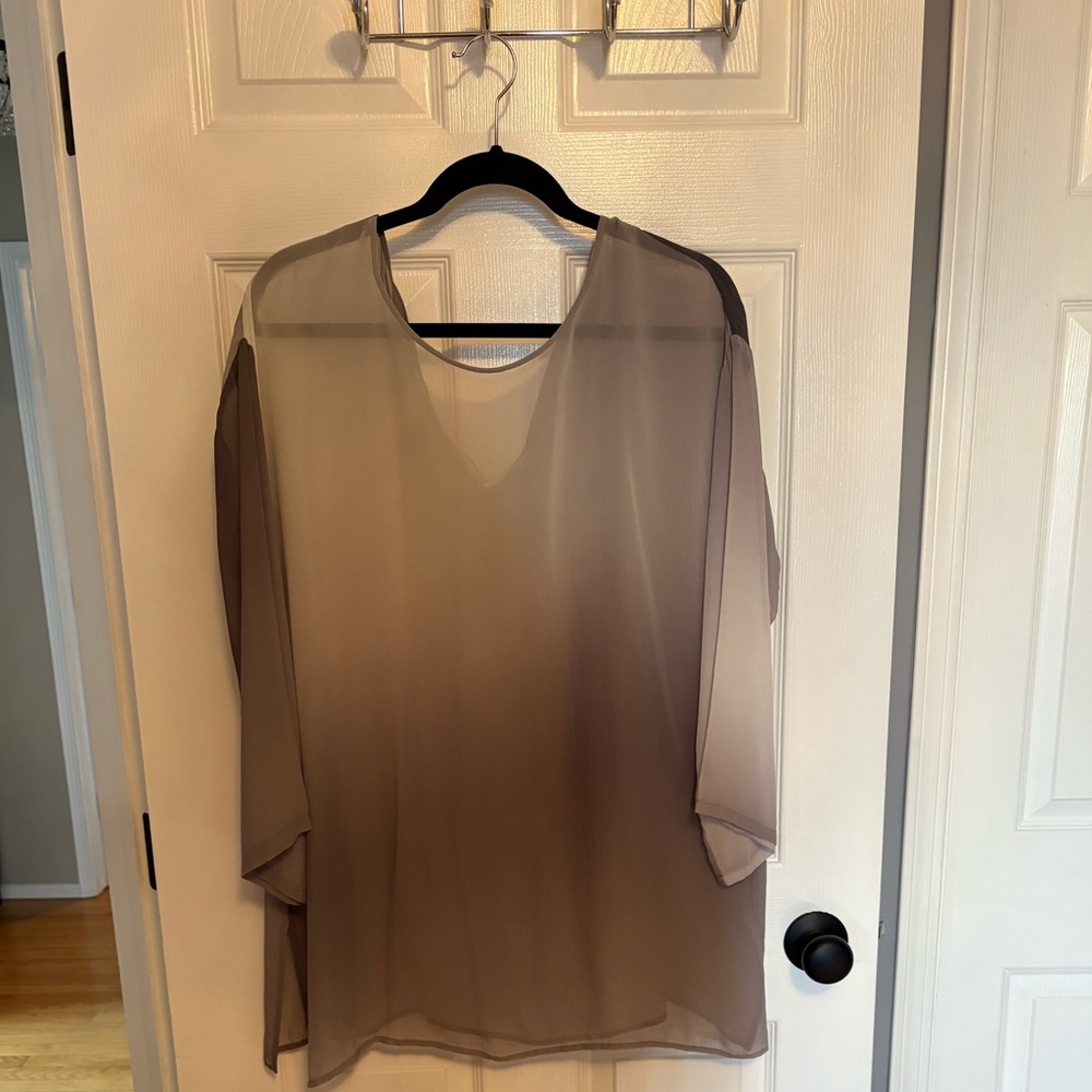 Eileen Fisher Sheer ombré grey blouse